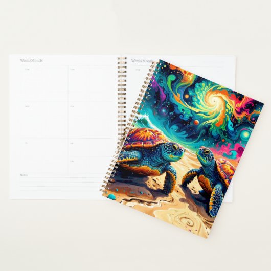 宇宙カラフルの空の下のウミガメ プランナー手帳 (ディスプレー)