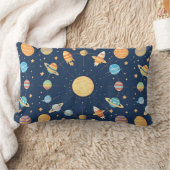 宇宙カラフルをテーマにした惑星パターン ランバークッション (ブランケット)
