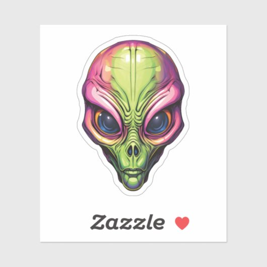 宇宙カラフルエイリアン顔不気味な漫画エイリアン シール (シート)