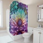 宇宙カラフルダリアフラワー シャワーカーテン (インサイチュ)