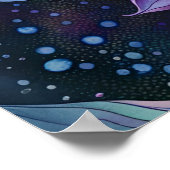 宇宙カラフルダリアフラワー ポスター (角)