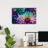 宇宙カラフルダリアフラワー ポスター (ホームオフィス)