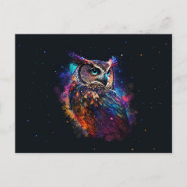 宇宙カラフルフクロウ ポストカード