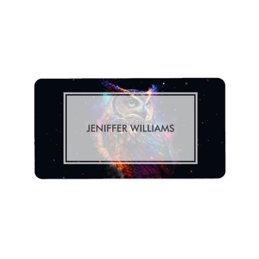 宇宙カラフルフクロウ ラベル (正面)