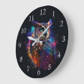宇宙カラフルフクロウ ラージ壁時計 (傾斜)