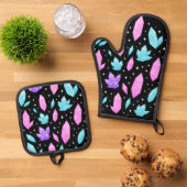 宇宙カラフル宇宙の宝石 鍋つかみ&鍋敷きセット (トップダウン)