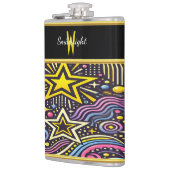 宇宙カラフル模様がデザインに輝く鮮やか フラスク (左)