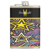 宇宙カラフル模様がデザインに輝く鮮やか フラスク (正面)