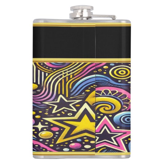 宇宙カラフル模様がデザインに輝く鮮やか フラスク (裏面)