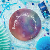 宇宙カラフル水色のカスタム紙プレート ペーパープレート (パーティー)