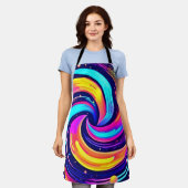 宇宙カラフル渦 エプロン (着用した状態)