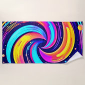 宇宙カラフル渦 ビーチタオル (正面)