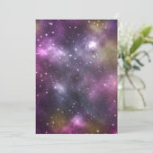 宇宙カラフル誕生日パーティーで星雲と星 招待状 (スタンド正面)