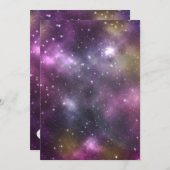 宇宙カラフル誕生日パーティーで星雲と星 招待状 (正面/裏面)