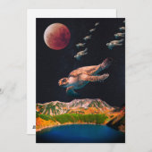 宇宙カード内の編集可能飛んでいる超リアルカメ シーズンカード (正面/裏面)