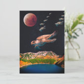 宇宙カード内の編集可能飛んでいる超リアルカメ シーズンカード (スタンド正面)