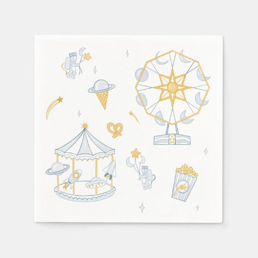 宇宙カーニバルベビーシャワー宇宙子供部屋 スタンダードカクテルナプキン (正面)