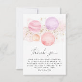 宇宙ガールズ誕生日フラットサンキューカード サンキューカード (正面)