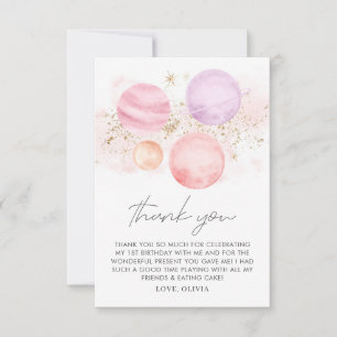 宇宙ガールズ誕生日フラットサンキューカード サンキューカード