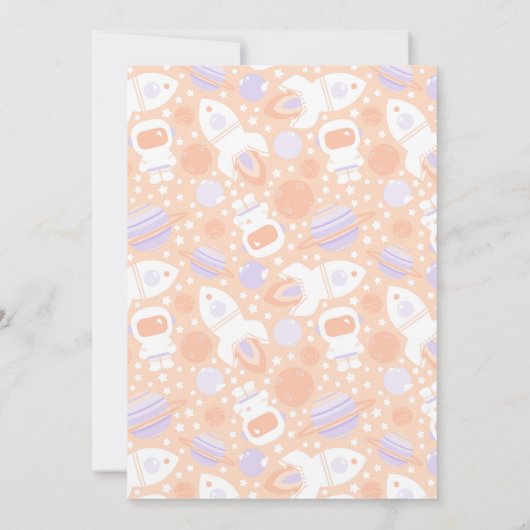 宇宙ガールツーザムーンロケット船パーティー招待状 招待状 (裏面)