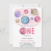 宇宙ガールファースト誕生日ムーンスターパーティー 招待状 (正面)