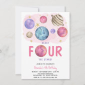 宇宙ガールフォー誕生日スターパーティー 招待状 (正面)