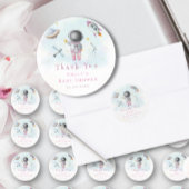 宇宙ガール宇宙飛行士ピンクのロケット星赤ちゃんシャワー ラウンドシール