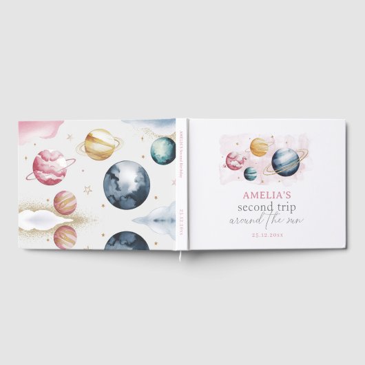 宇宙ガール誕生日銀河系星惑星 ゲストブック (全面)