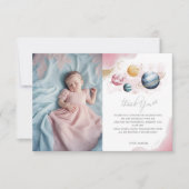 宇宙ガール誕生日銀河系星惑星 サンキューカード (正面)