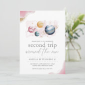 宇宙ガール誕生日銀河系星惑星 招待状 (スタンド正面)