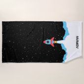 宇宙キッズでロケット打ち上げ ビーチタオル (正面)