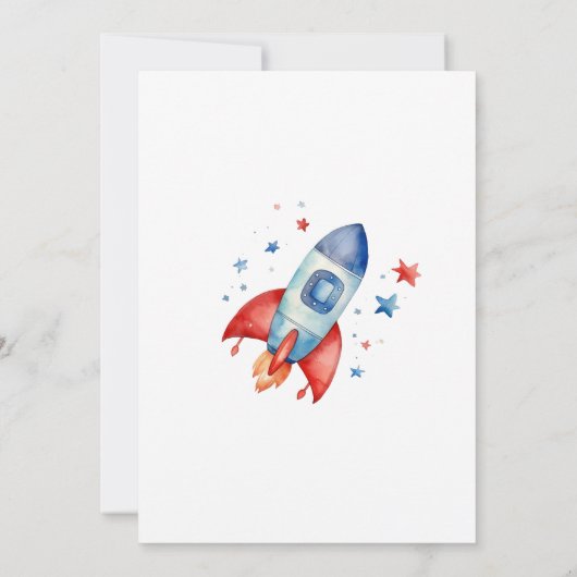 宇宙キッズ宇宙飛行士惑星レッドブルーボーイ誕生日 招待状 (裏面)