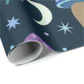 宇宙キノコ（月と星） ラッピングペーパー (ロールコーナー)
