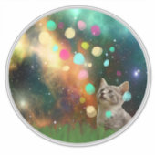 宇宙キャットインバックヤードビニールステッカー シール (正面)