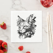 宇宙キャットインヴィンテージタトゥースタイル スタンダードランチョンナプキン (インサイチュ)