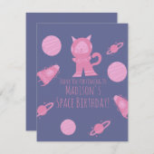 宇宙キャットピンク銀河系誕生日ありがとう 出欠カード (正面/裏面)