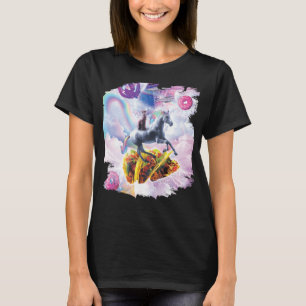 宇宙キャットライディングユニコーン – タコス&ドナツ Tシャツ