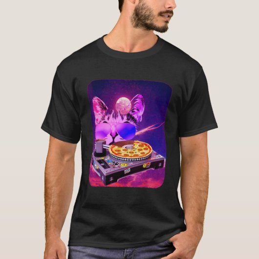 宇宙キャットリミックスDJピザリミックス猫銀河系1 Tシャツ (正面)