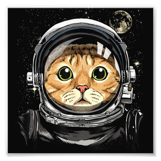 宇宙キャット子猫宇宙飛行士動物顔銀河系 フォトプリント            (正面)