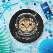 宇宙キャット子猫宇宙飛行士動物顔銀河系 ペーパープレート (パーティー)