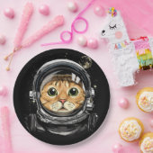 宇宙キャット子猫宇宙飛行士動物顔銀河系 ペーパープレート (パーティー)