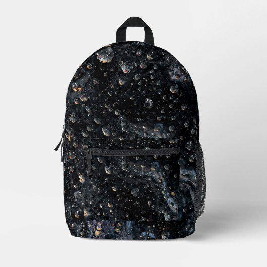 宇宙キャンバス上の銀河の宝石の液滴 プリントバックパック (正面)