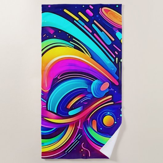 宇宙キャンバス：色の宇宙 ビーチタオル (正面)