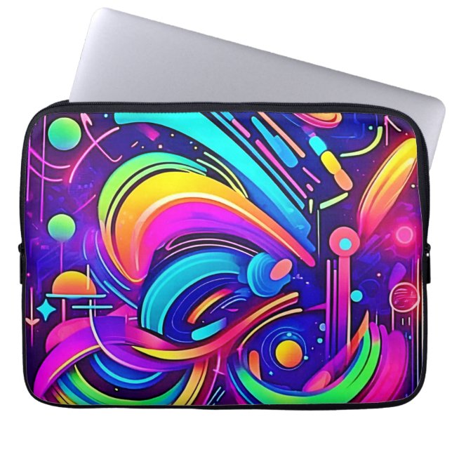 宇宙キャンバス：色の宇宙 ラップトップスリーブ (正面)