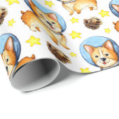 宇宙キュートコルギラッピング紙 ラッピングペーパー (ロールコーナー)