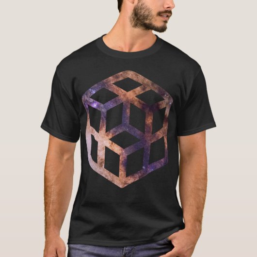 宇宙キューブグリッドアストロジオメトリ Tシャツ (正面)