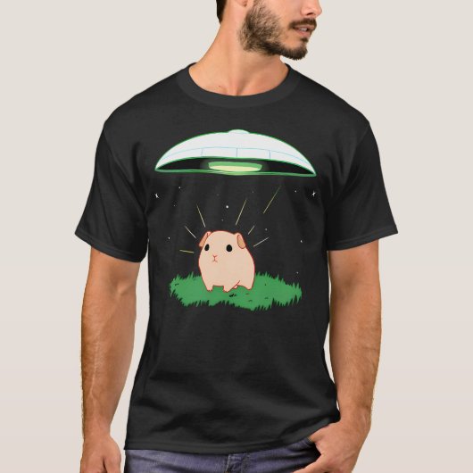 宇宙ギニアピグUFOソー飛んでいるサー Tシャツ (正面)