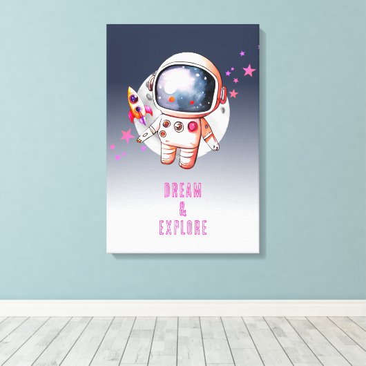 宇宙ギャラクシー月宇宙飛行士 キャンバスプリント (インサイチュ (ウッドフロア))
