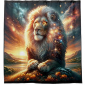 宇宙ギャラクシー空間ライオン獅子座パワー占星術 シャワーカーテン (正面)