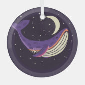 宇宙クジラ:カラフル図解入りの、写真付きのポートレート。 ガラスオーナメント (正面)